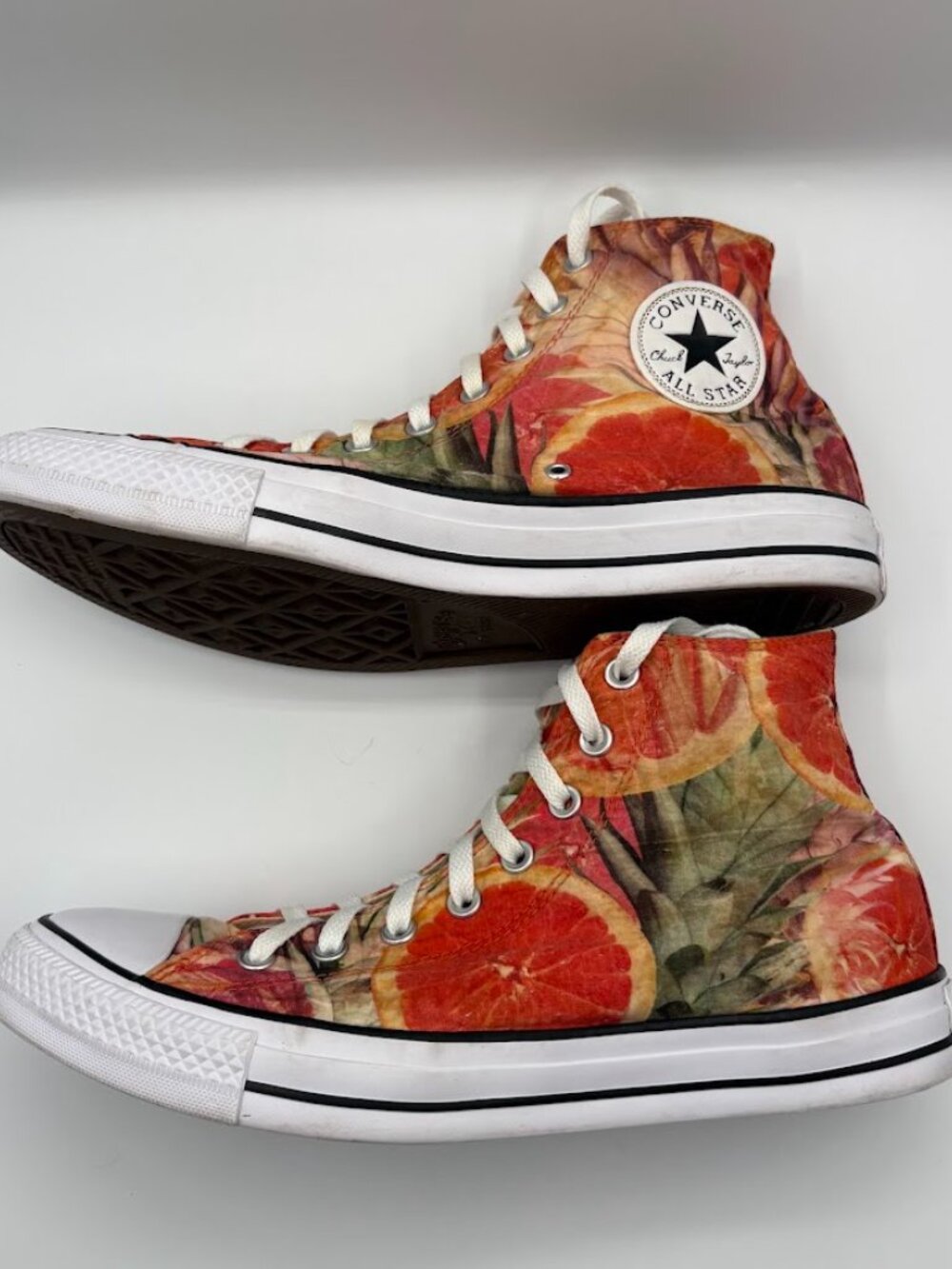 Converse Chuck Taylor Men's 11 Orange Grapefruit Fruit Slices High Top Shoe - Picture 6 of 11